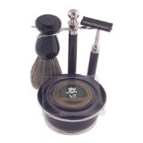 5pc Colonel CONK black chrome SHAVING Razor Stand SET #243