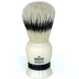 Omega Cream Striped Boar's Hair Shaving Brush with Stand - #80267