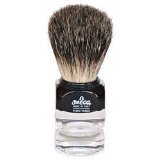 Omega Clearly Black Pure Badger Shaving Brush with Stand - #63162