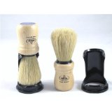 Omega Boar Bristle Shaving Brush with Wood Handle & Stand